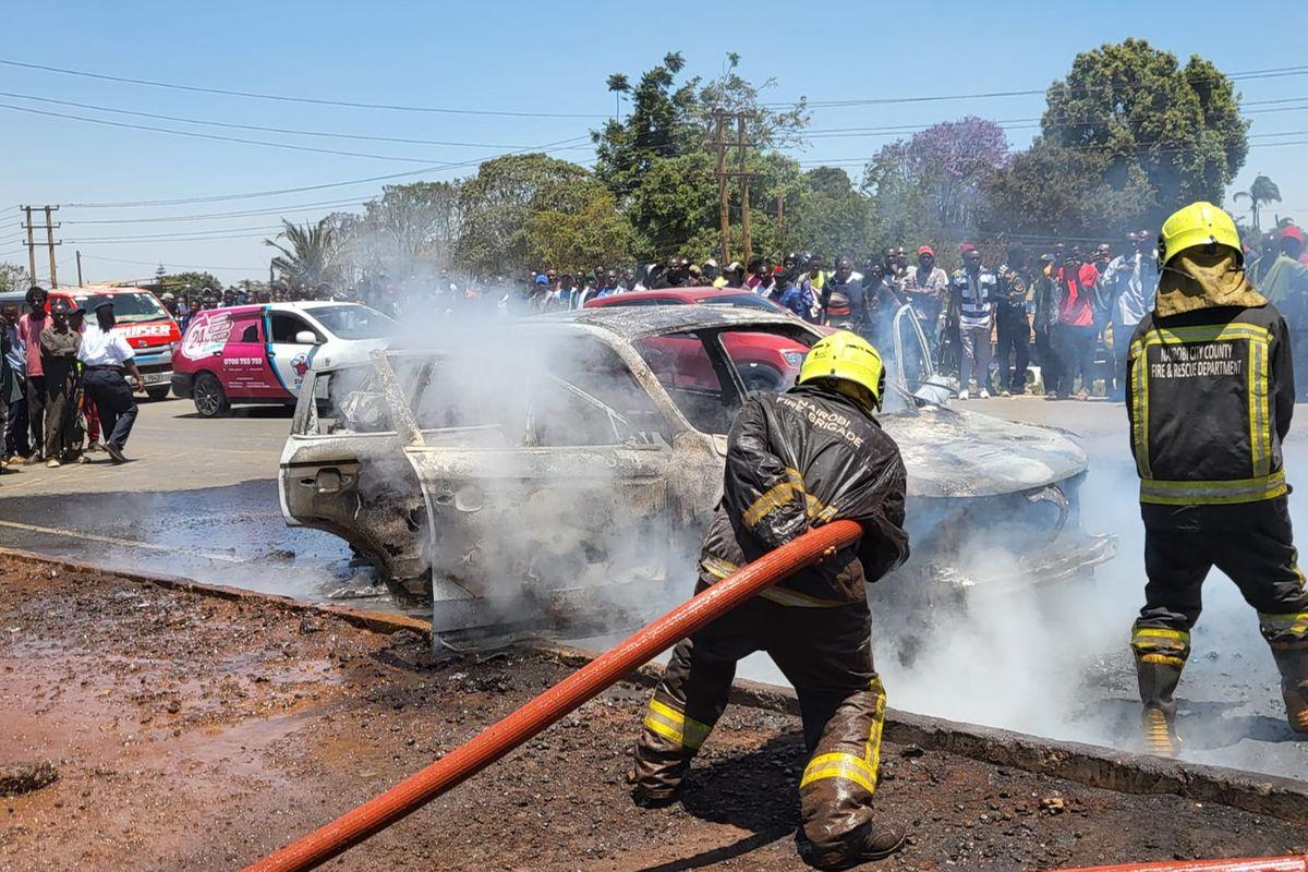 Government Vehicle Catches Fire, Causes Minor Traffic Disruptions on Waiyaki Way